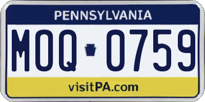 PA license plate MOQ0759