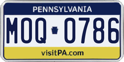 PA license plate MOQ0786