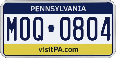 PA license plate MOQ0804
