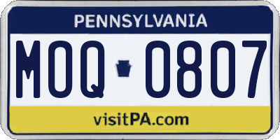 PA license plate MOQ0807