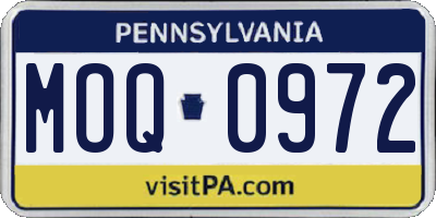 PA license plate MOQ0972