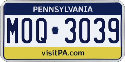 PA license plate MOQ3039