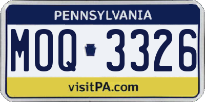 PA license plate MOQ3326