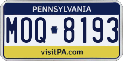 PA license plate MOQ8193
