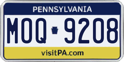 PA license plate MOQ9208