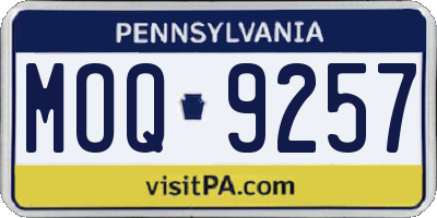 PA license plate MOQ9257
