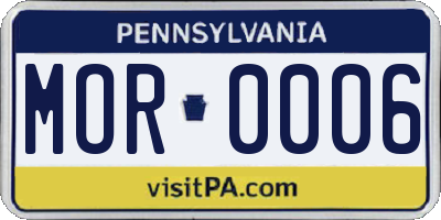 PA license plate MOR0006