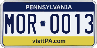 PA license plate MOR0013