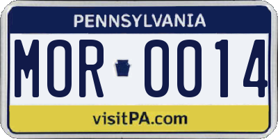 PA license plate MOR0014