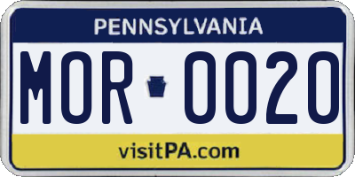 PA license plate MOR0020