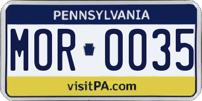 PA license plate MOR0035
