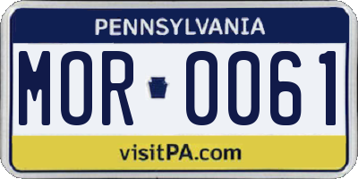 PA license plate MOR0061