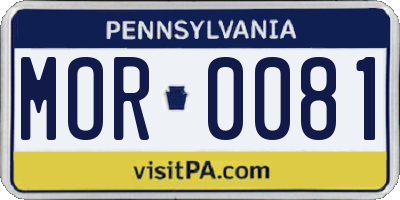 PA license plate MOR0081