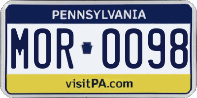 PA license plate MOR0098