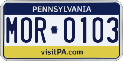PA license plate MOR0103