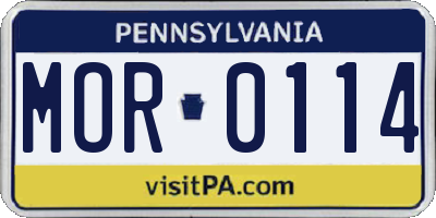 PA license plate MOR0114