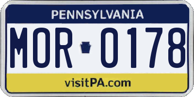 PA license plate MOR0178