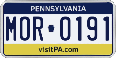 PA license plate MOR0191