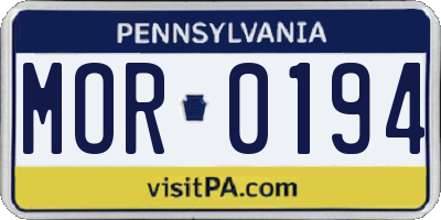 PA license plate MOR0194