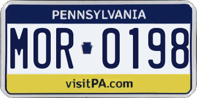 PA license plate MOR0198