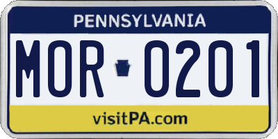 PA license plate MOR0201