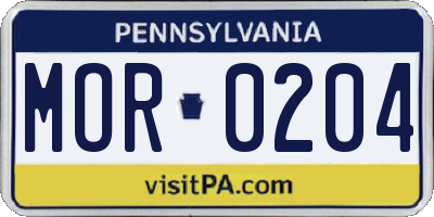 PA license plate MOR0204