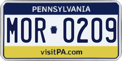 PA license plate MOR0209