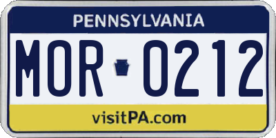PA license plate MOR0212