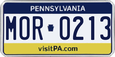 PA license plate MOR0213
