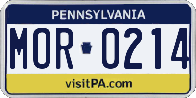 PA license plate MOR0214