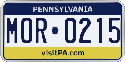 PA license plate MOR0215