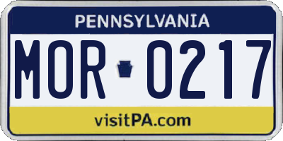 PA license plate MOR0217