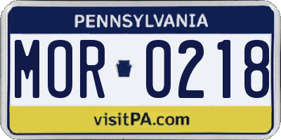 PA license plate MOR0218