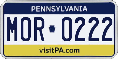 PA license plate MOR0222