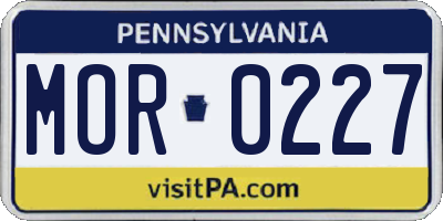 PA license plate MOR0227