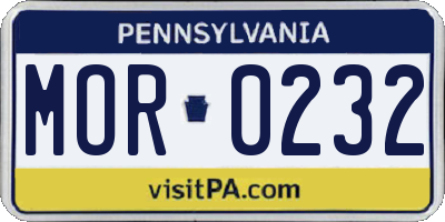 PA license plate MOR0232