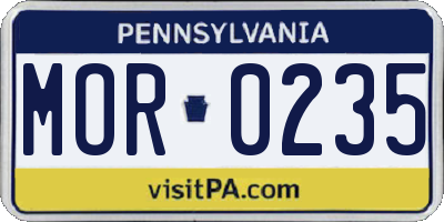 PA license plate MOR0235
