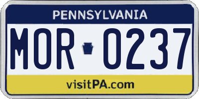 PA license plate MOR0237