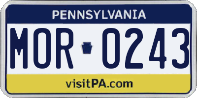 PA license plate MOR0243