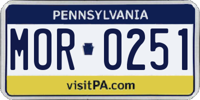 PA license plate MOR0251