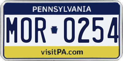 PA license plate MOR0254