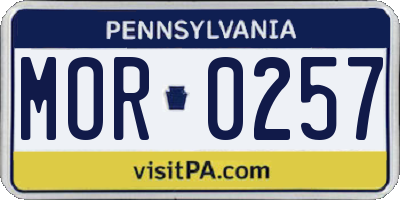 PA license plate MOR0257