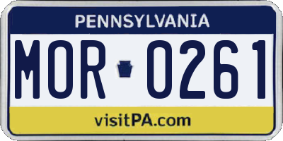 PA license plate MOR0261