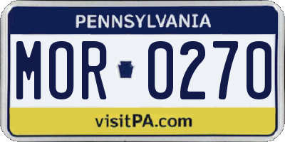 PA license plate MOR0270