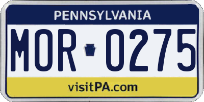 PA license plate MOR0275