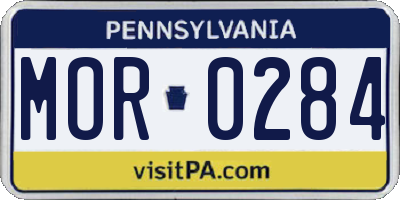 PA license plate MOR0284