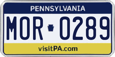 PA license plate MOR0289