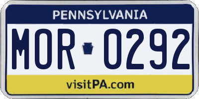PA license plate MOR0292