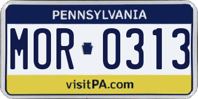 PA license plate MOR0313