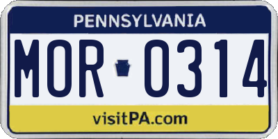 PA license plate MOR0314